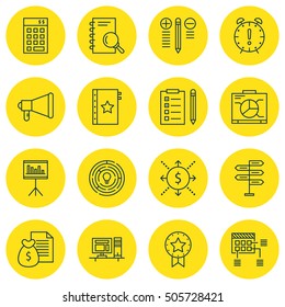 Set Of Project Management Icons On Report, Opportunity And Computer Topics. Editable Vector Illustration. Includes Advertising, Warranty And Research Vector Icons.