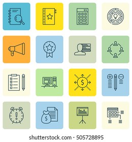 Set Of Project Management Icons On Decision Making, Computer And Analysis Topics. Editable Vector Illustration. Includes Notebook, Management And Project Vector Icons.