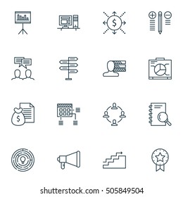Set Of Project Management Icons On Money, Collaboration And Decision Making Topics. Editable Vector Illustration. Includes Meeting, Discussion And Announcement Vector Icons.