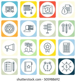 Set Of Project Management Icons On Decision Making, Money And Report Topics. Editable Vector Illustration. Includes Fork, Deadline And List Vector Icons.