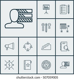 Set Of Project Management Icons On Schedule, Announcement And Analysis Topics. Editable Vector Illustration. Includes Research, Announcement, Statistics And More Vector Icons.