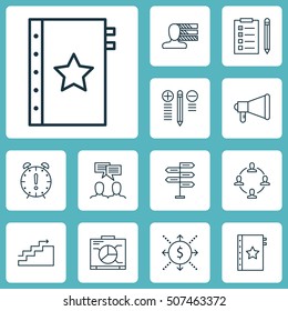 Set Of Project Management Icons On Reminder, Board And Discussion Topics. Editable Vector Illustration. Includes Warranty, Dashboard, Chart And More Vector Icons.