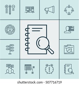 Set Of Project Management Icons On Board, Schedule And Decision Making Topics. Editable Vector Illustration. Includes Brainstorming, Idea, Chart And More