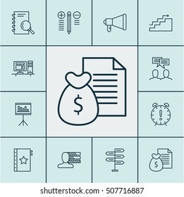 Set Of Project Management Icons On Analysis, Personal Skills And Computer Topics. Editable Vector Illustration. Includes Promotion, Computer, Statistics And More