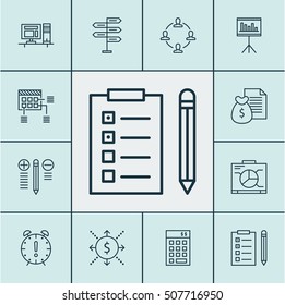 Set Of Project Management Icons On Investment, Report And Schedule Topics. Editable Vector Illustration. Includes Plan, Computer, Right And More 