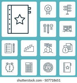 Set Of Project Management Icons On Innovation, Discussion And Investment Topics. Editable Vector Illustration. Includes Making, Money, Reminder And More