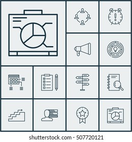 Set Of Project Management Icons On Growth, Time Management And Collaboration Topics. Editable Vector Illustration. Includes Team, Making, Research And More