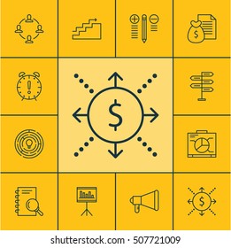 Set Of Project Management Icons On Time Management, Announcement And Collaboration Topics. Editable Vector Illustration. Includes Chart, Notebook, Growth And More 