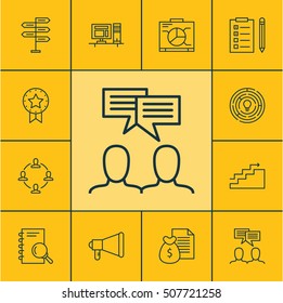 Set Of Project Management Icons On Growth, Collaboration And Report Topics. Editable Vector Illustration. Includes Growth, Discussion, Dashboard And More 