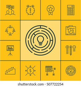 Set Of Project Management Icons On Board, Schedule And Money Topics. Editable Vector Illustration. Includes Project, Deadline, Discussion And More 