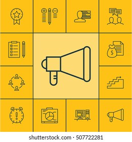 Set Of Project Management Icons On Personal Skills, Announcement And Discussion Topics. Editable Vector Illustration. Includes Decision, Growth, Personality And More