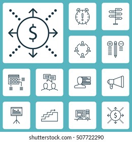 Set Of Project Management Icons On Growth, Personal Skills And Time Management Topics. Editable Vector Illustration. Includes Office, Money, Deadline And More