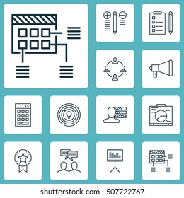 Set Of Project Management Icons On Board, Decision Making And Announcement Topics. Editable Vector Illustration. Includes Personality, Brainstorm, Team And More  Elements