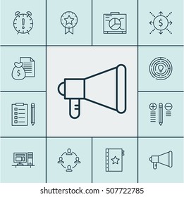 Set Of Project Management Icons On Collaboration, Warranty And Present Badge Topics. Editable Vector Illustration. Includes Flow, Money, Brainstorm And More