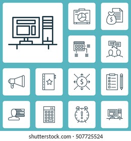 Set Of Project Management Icons On Money, Warranty And Reminder Topics. Editable Vector Illustration. Includes Team, Quality, Presentation And More 