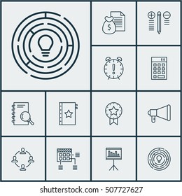 Set Of Project Management Icons On Report, Announcement And Schedule Topics. Editable Vector Illustration. Includes Announcement, Idea, Brainstorm And More 