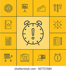 Set Of Project Management Icons On Investment, Growth And Decision Making Topics. Editable Vector Illustration. Includes Date, Decision, Plan And More 