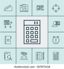Set Of Project Management Icons On Schedule, Reminder And Analysis Topics. Editable Vector Illustration. Includes Notebook, Teamwork, Investment And More Vector Icons.