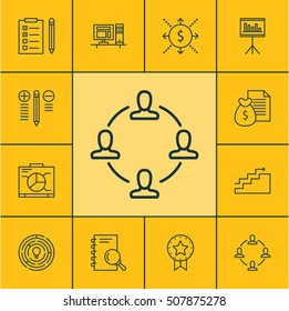 Set Of Project Management Icons On Board, Decision Making And Computer Topics. Editable Vector Illustration. Includes Cash, Workspace, Report And More Vector Icons.