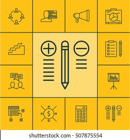 Set Of Project Management Icons On Schedule, Money And Discussion Topics. Editable Vector Illustration. Includes Reminder, Money, Decision And More Vector Icons.