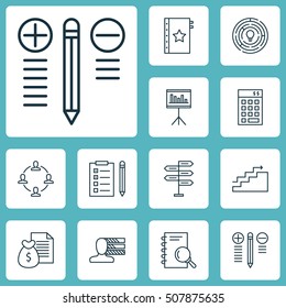 Set Of Project Management Icons On Presentation, Investment And Analysis Topics. Editable Vector Illustration. Includes Decision, Skills, Money And More Vector Icons.