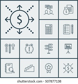 Set Of Project Management Icons On Analysis, Opportunity And Present Badge Topics. Editable Vector Illustration. Includes Flow, Award, Analysis And More Vector Icons.