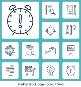 Set Of Project Management Icons On Presentation, Present Badge And Time Management Topics. Editable Vector Illustration. Includes Date, Idea, Task And More Vector Icons.
