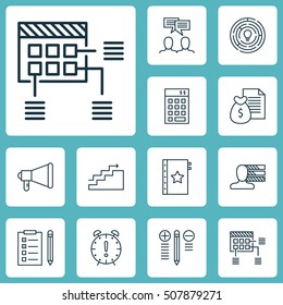 Set Of Project Management Icons On Report, Growth And Personal Skills Topics. Editable Vector Illustration. Includes Skills, Project, Promotion And More Vector Icons.