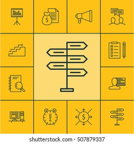 Set Of Project Management Icons On Analysis, Time Management And Computer Topics. Editable Vector Illustration. Includes Goal, Flow, Computer And More Vector Icons.