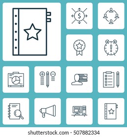Set Of Project Management Icons On Decision Making, Announcement And Money Topics. Editable Vector Illustration. Includes Personality, Right, Reminder And More Vector Icons.