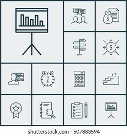 Set Of Project Management Icons On Report, Presentation And Opportunity Topics. Editable Vector Illustration. Includes Finance, Deadline, Growth And More Vector Icons.