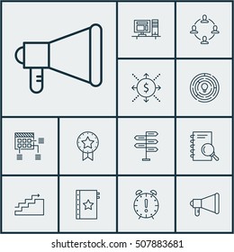 Set Of Project Management Icons On Present Badge, Computer And Innovation Topics. Editable Vector Illustration. Includes Schedule, Cash, Growth And More Vector Icons.