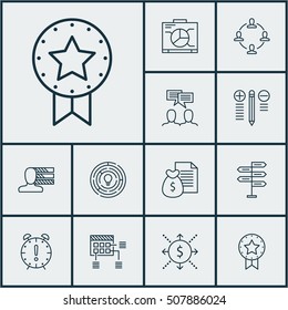Set Of Project Management Icons On Decision Making, Present Badge And Discussion Topics. Editable Vector Illustration. Includes Brainstorm, Decision, Plan And More Vector Icons.