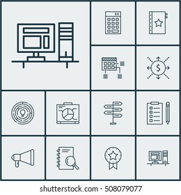 Set Of Project Management Icons On Board, Reminder And Schedule Topics. Editable Vector Illustration. Includes Badge, Cash, Budget And More Vector Icons.