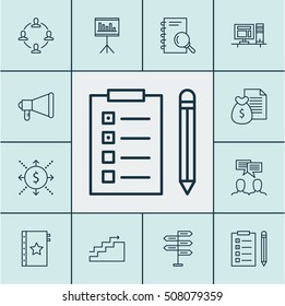 Set Of Project Management Icons On Warranty, Money And Computer Topics. Editable Vector Illustration. Includes Money, Reminder, Research And More Vector Icons.
