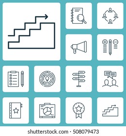 Set Of Project Management Icons On Reminder, Discussion And Decision Making Topics. Editable Vector Illustration. Includes Fork, List, Brainstorm And More Vector Icons.