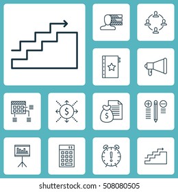 Set Of Project Management Icons On Presentation, Money And Schedule Topics. Editable Vector Illustration. Includes Team, Date, Warranty And More Vector Icons.