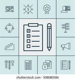 Set Of Project Management Icons On Decision Making, Investment And Reminder Topics. Editable Vector Illustration. Includes Money, Computer, Budget And More Vector Icons.