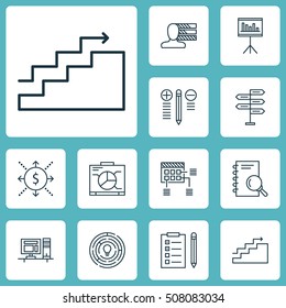 Set Of Project Management Icons On Presentation, Schedule And Decision Making Topics. Editable Vector Illustration. Includes Presentation, Brainstorming, Making And More Vector Icons.
