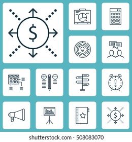 Set Of Project Management Icons On Investment, Discussion And Presentation Topics. Editable Vector Illustration. Includes Statistic, Statistics, Warranty And More Vector Icons.