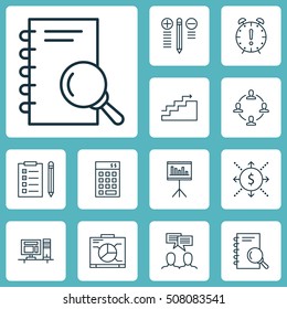 Set Of Project Management Icons On Money, Computer And Analysis Topics. Editable Vector Illustration. Includes Solution, Date, Team And More Vector Icons.