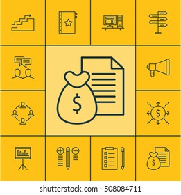Set Of Project Management Icons On Discussion, Computer And Presentation Topics. Editable Vector Illustration. Includes Statistic, Teamwork, Presentation And More Vector Icons.
