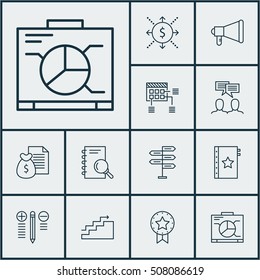 Set Of Project Management Icons On Opportunity, Announcement And Analysis Topics. Editable Vector Illustration. Includes Announcement, Goal, Making And More Vector Icons.