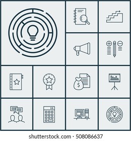 Set Of Project Management Icons On Discussion, Warranty And Present Badge Topics. Editable Vector Illustration. Includes Analysis, Revenue, Statistics And More Vector Icons.