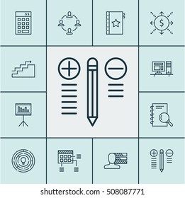 Set Of Project Management Icons On Money, Computer And Collaboration Topics. Editable Vector Illustration. Includes Growth, Skills, Statistic And More Vector Icons.