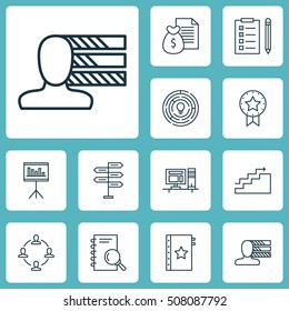 Set Of Project Management Icons On Innovation, Personal Skills And Growth Topics. Editable Vector Illustration. Includes Collaboration, Fork, Report And More Vector Icons.