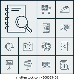 Set Of Project Management Icons On Computer, Growth And Opportunity Topics. Editable Vector Illustration. Includes Teamwork, Presentation, Schedule And More Vector Icons.