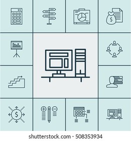 Set Of Project Management Icons On Schedule, Decision Making And Money Topics. Editable Vector Illustration. Includes Revenue, Flow, Statistic And More Vector Icons.