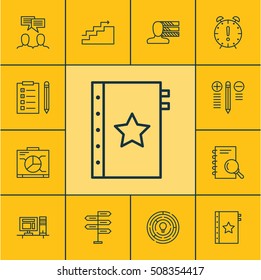 Set Of Project Management Icons On Analysis, Computer And Warranty Topics. Editable Vector Illustration. Includes Notebook, Skills, Meeting And More Vector Icons.