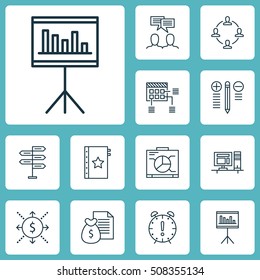 Set Of Project Management Icons On Board, Discussion And Time Management Topics. Editable Vector Illustration. Includes Chart, Business, Date And More Vector Icons.